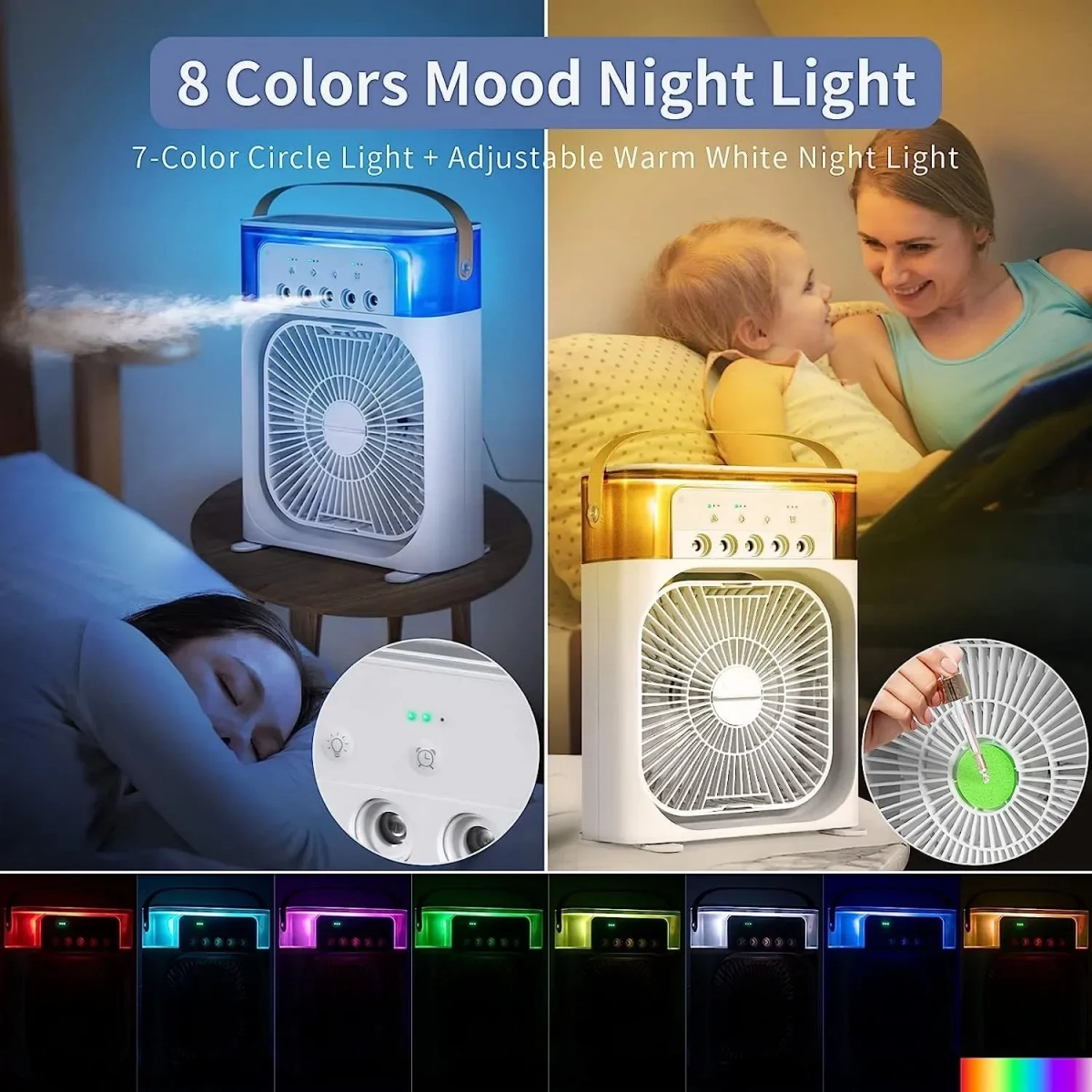 Φορητό air cooler fan 3 ταχυτήτων 3W με ψεκασμό