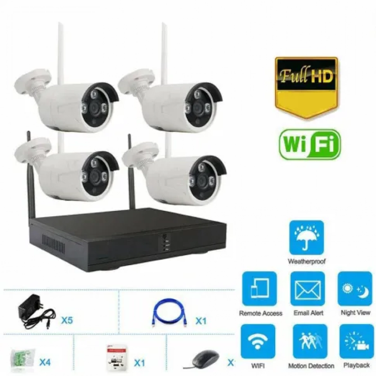 5G Ολοκληρωμένο Σύστημα CCTV Wi-Fi με 4 Ασύρματες Κάμερες 020255