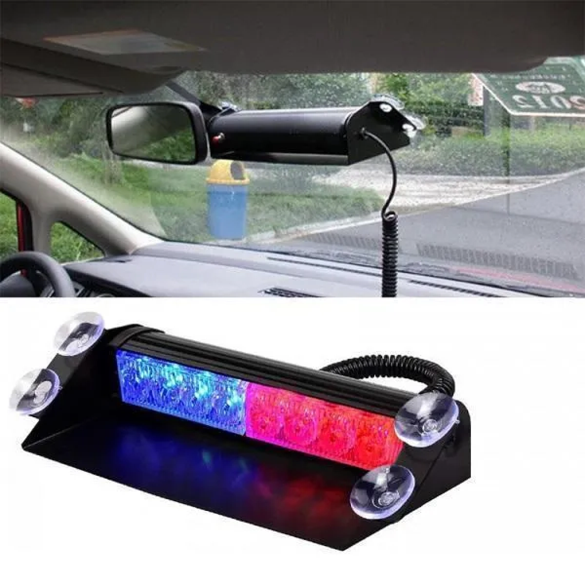 Φάρος Αυτοκινήτου Flash Light LED 8W 12V 27cm HB-803C Μπλε και Κόκκινο - Image 2