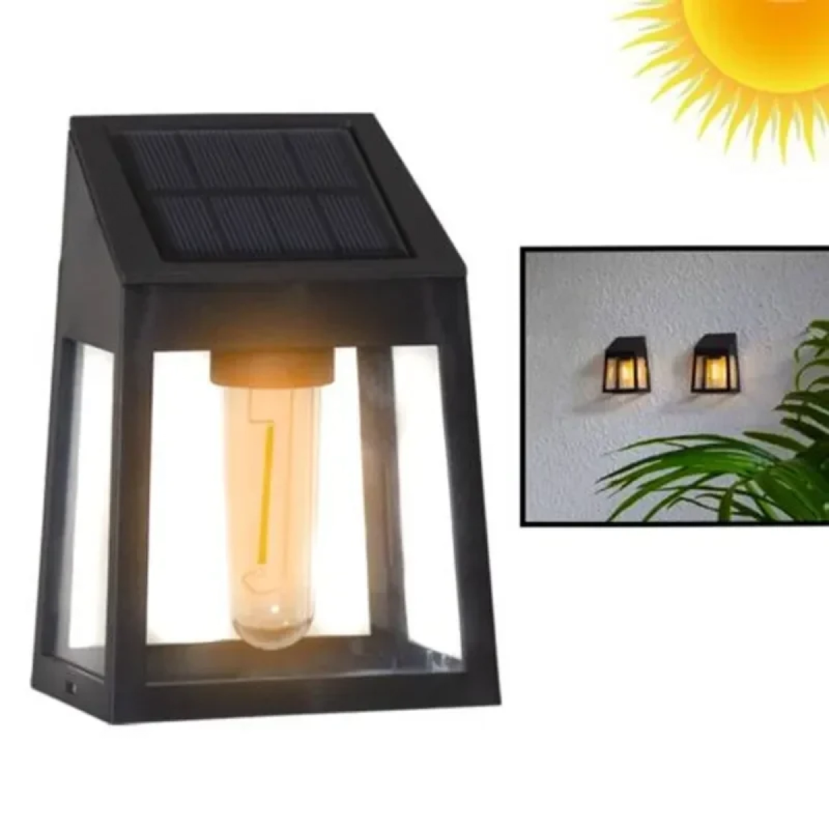 4x Ηλιακά Διακοσμητικά LED Αδιάβροχα Επιτοίχια Φωτιστικά 10Lm Θερμού Κίτρινου Ατμοσφαιρικού Φωτισμού με Φωτοκύτταρο - Σετ 4 Τεμαχίων