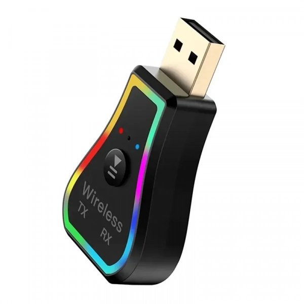 Ασύρματο Bluetooth audio Transmitter και Receiver USB μαύρο με RGB LED φωτισμό Q-TR31 Andowl