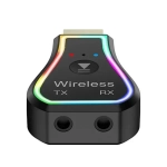Ασύρματο Bluetooth audio Transmitter και Receiver USB μαύρο με RGB LED φωτισμό Q-TR31 Andowl