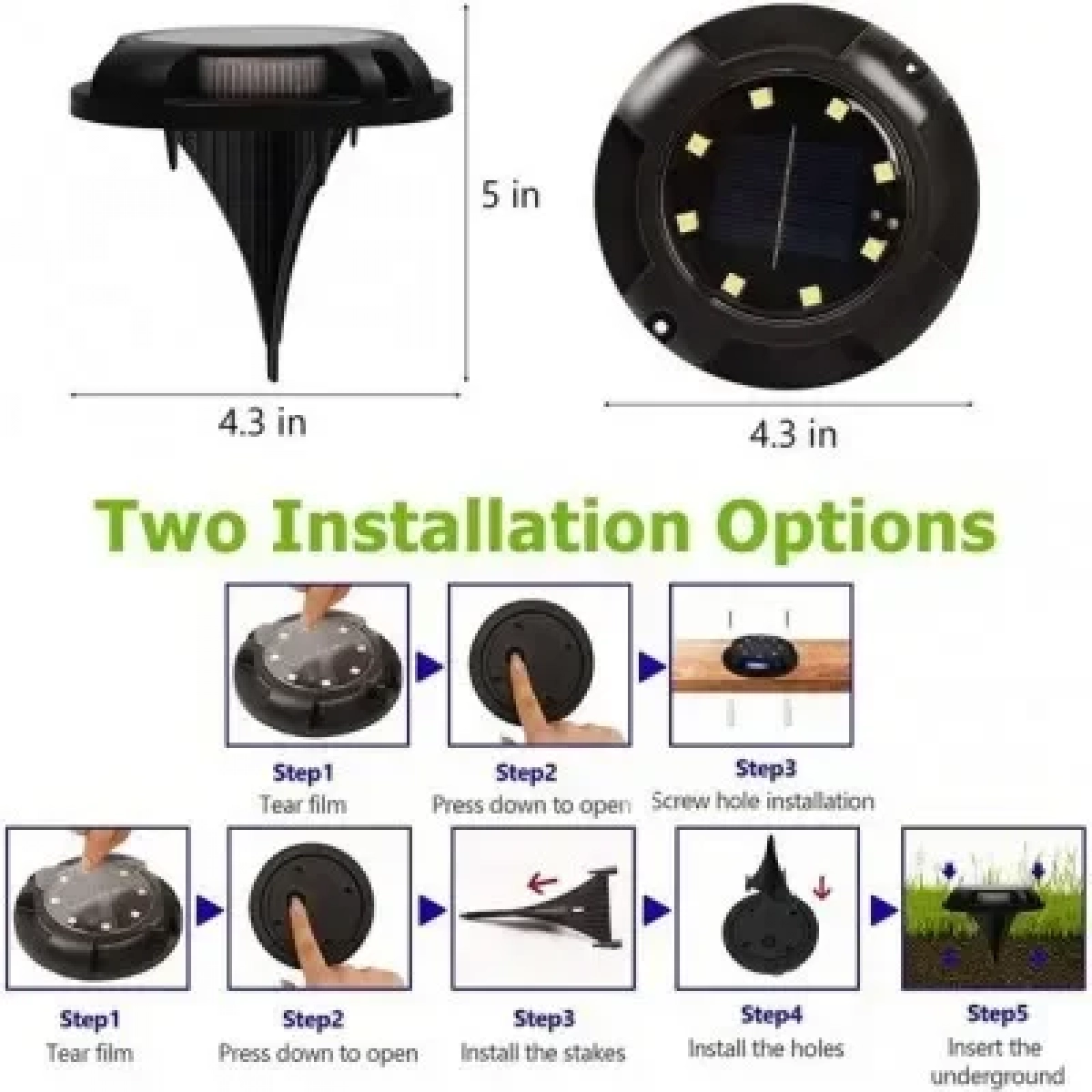 Ηλιακά προβολάκια εξωτερικού χώρου με 8 Led- Solar Outdoor Buried Lights 4 Pack