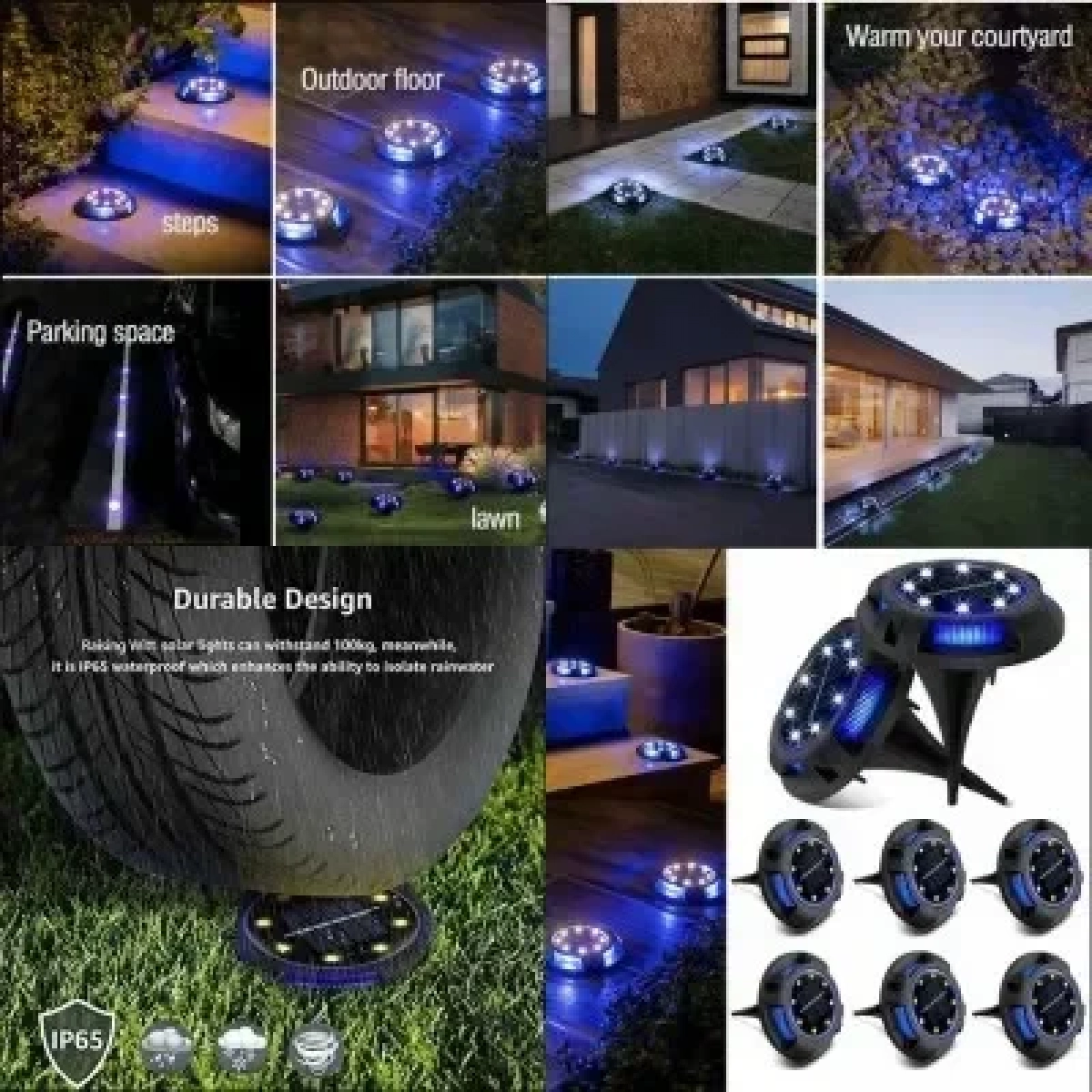 Ηλιακά προβολάκια εξωτερικού χώρου με 8 Led- Solar Outdoor Buried Lights 4 Pack