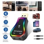 Ασύρματο Bluetooth audio Transmitter και Receiver USB μαύρο με RGB LED φωτισμό Q-TR31 Andowl