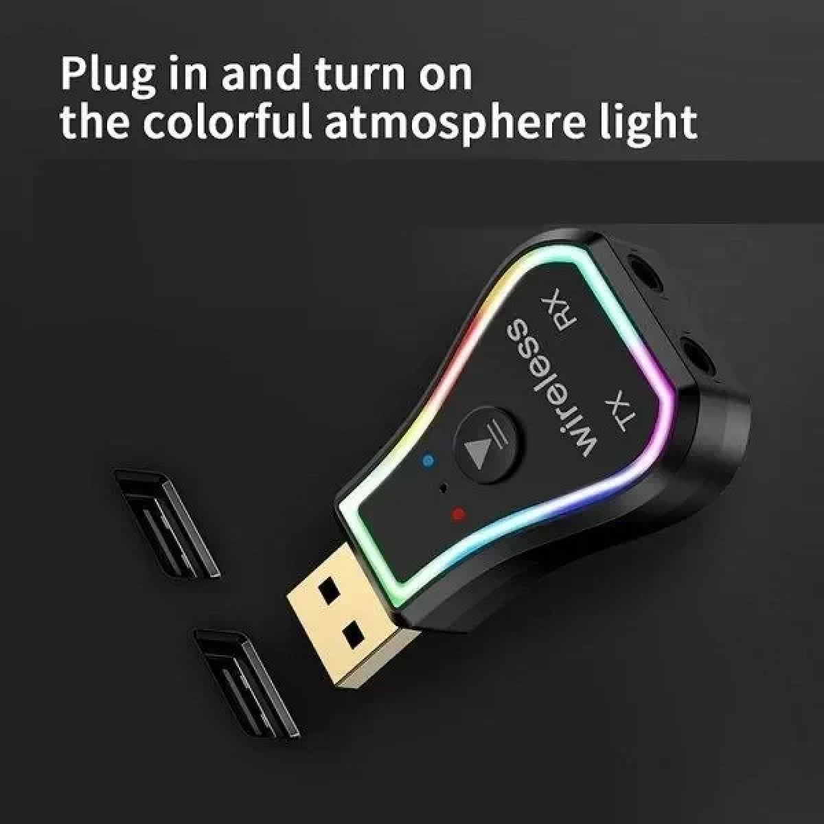 Ασύρματο Bluetooth audio Transmitter και Receiver USB μαύρο με RGB LED φωτισμό Q-TR31 Andowl