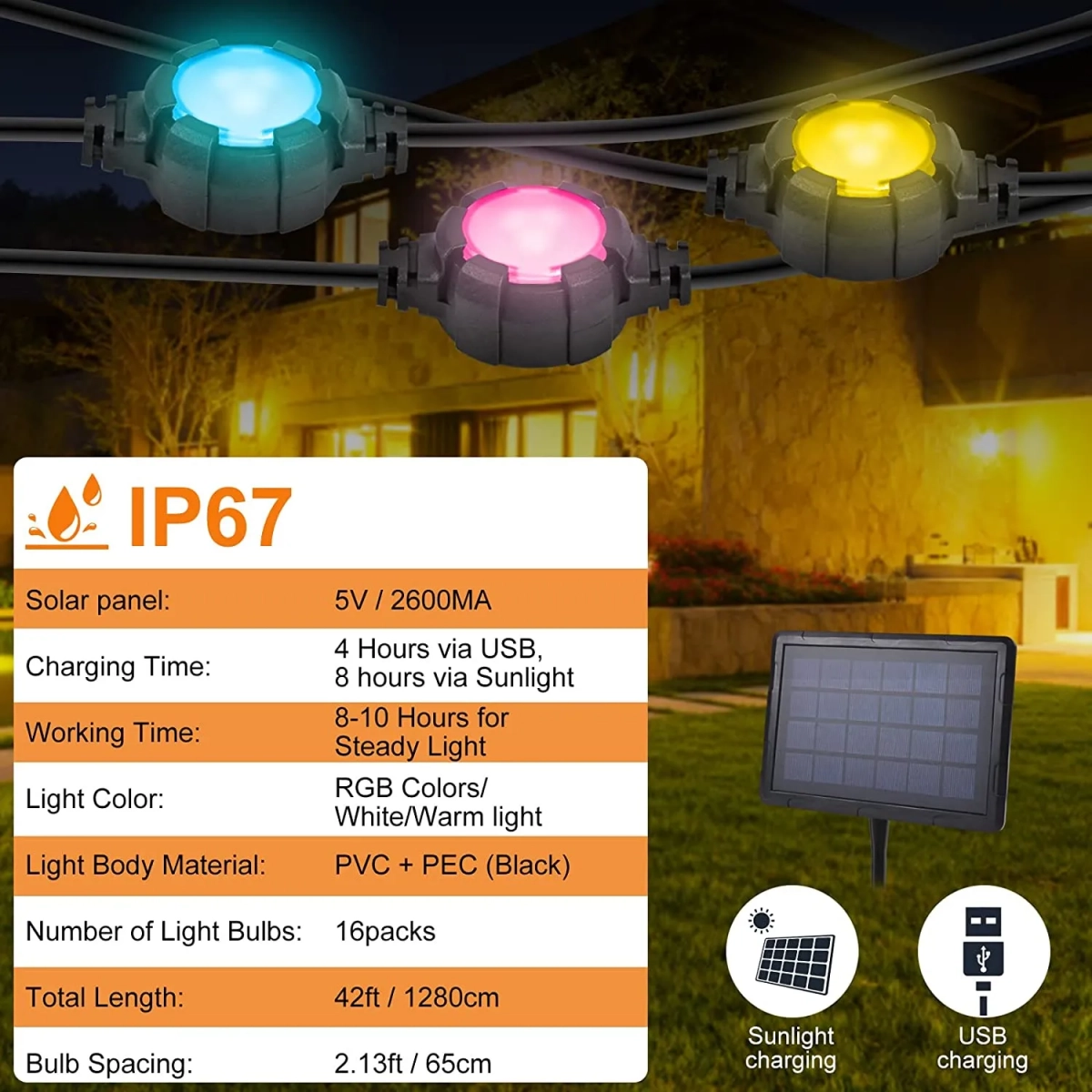 Ηλιακά φώτα Led-pluggable led solar string lights - Image 3