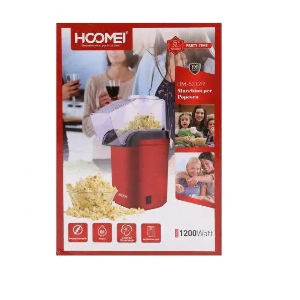 Hoomei HM-5312R Μηχανή Ποπ-Κορν Ζεστού Αέρα 1200W