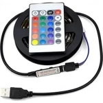 Αδιάβροχη Ταινία LED Τροφοδοσίας USB (5V) RGB Μήκους 3m Σετ με Τηλεχειριστήριο και Τροφοδοτικό AT76092 - Image 5