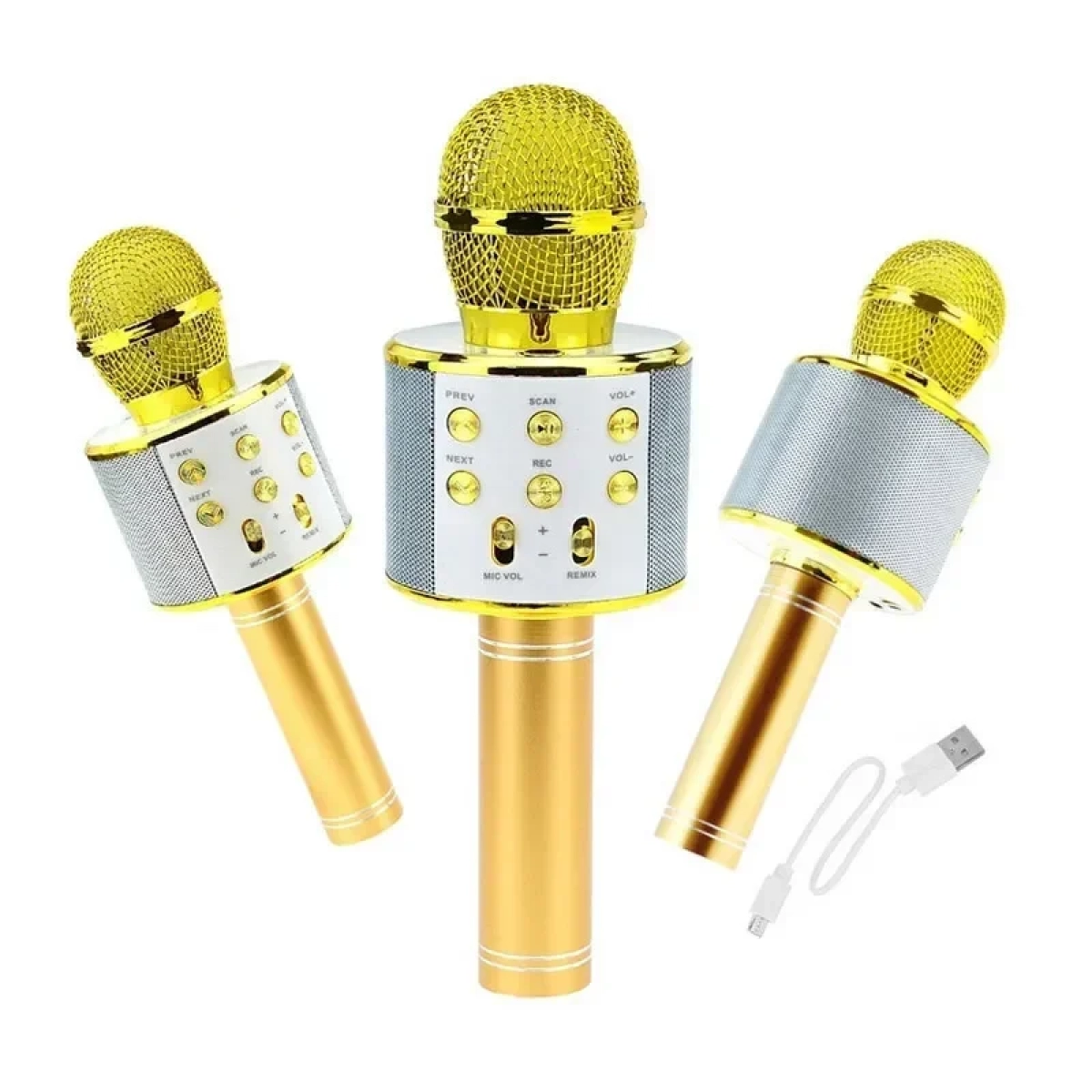 Ασύρματο Bluetooth Μικρόφωνο Καραόκε SPM WS858 με Ενσωματωμένο Ηχείο – Χρυσό - Image 5