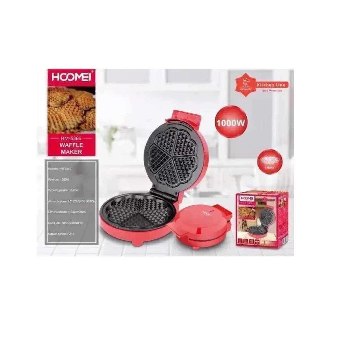 Hoomei HM-5866 Βαφλιέρα σε Σχήμα Λουλούδι 1000W