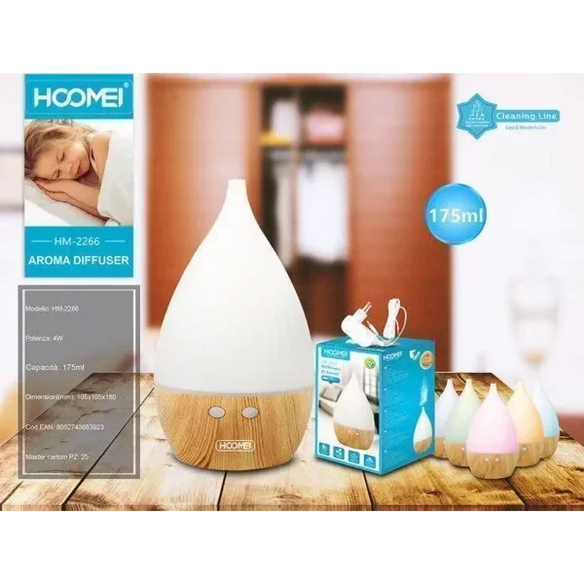 Hoomei Led Συσκευή Αρωματοθεραπείας με Χρονοδιακόπτη Λευκή 175ml HM2266