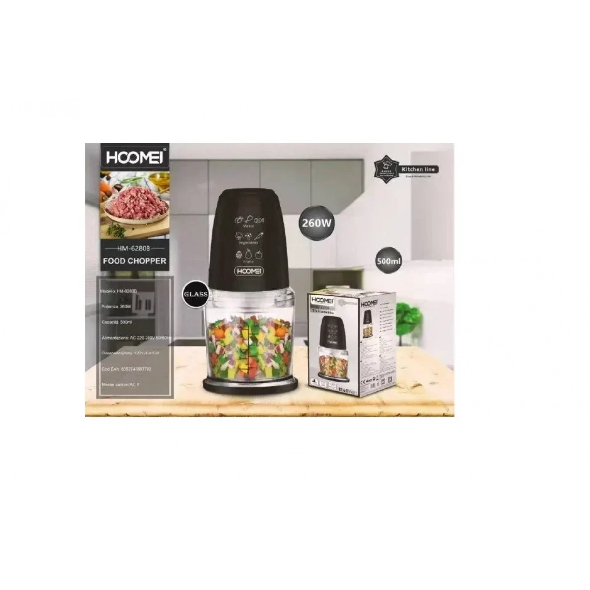 Hoomei HM-6280 Πολυκόπτης Multi 260W με Δοχείο 500ml