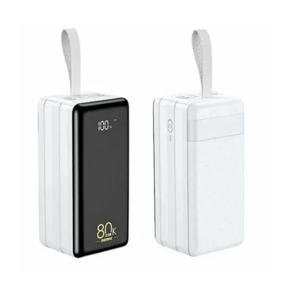 REMAX RPP-291 80000mAh PD 20W + QC 22.5W FAST CHARGING POWER BANK WITH LED LIGHT, White/Black