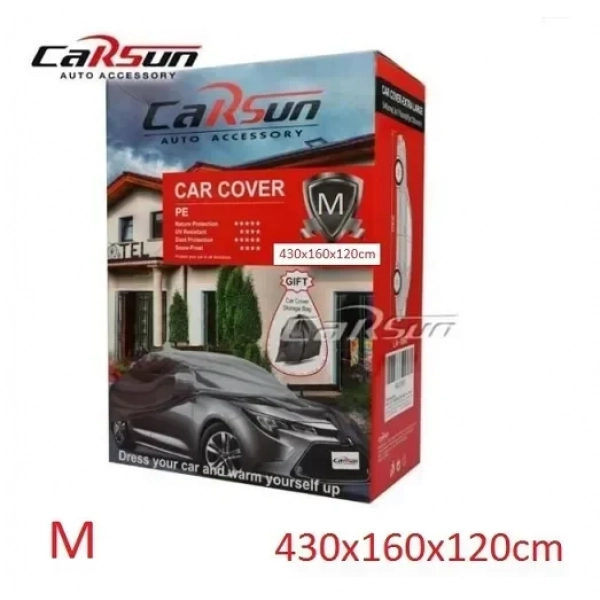 Carsun LA-1891 Κουκούλα Αυτοκινήτου με Τσάντα Μεταφοράς 430x160x120cm Αδιάβροχη Medium που Στερεώνεται με Λάστιχο
