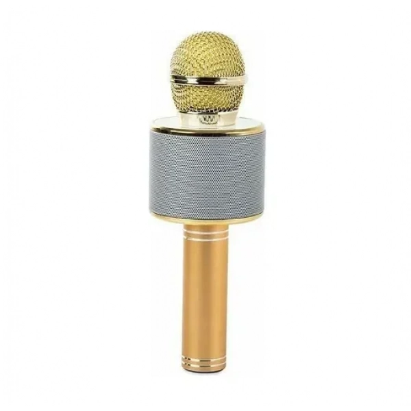 Ασύρματο Bluetooth Μικρόφωνο Καραόκε SPM WS858 με Ενσωματωμένο Ηχείο – Χρυσό