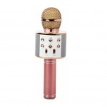 Ασύρματο Bluetooth Μικρόφωνο Καραόκε SPM WS858 με Ενσωματωμένο Ηχείο – Ροζ - Χρυσό