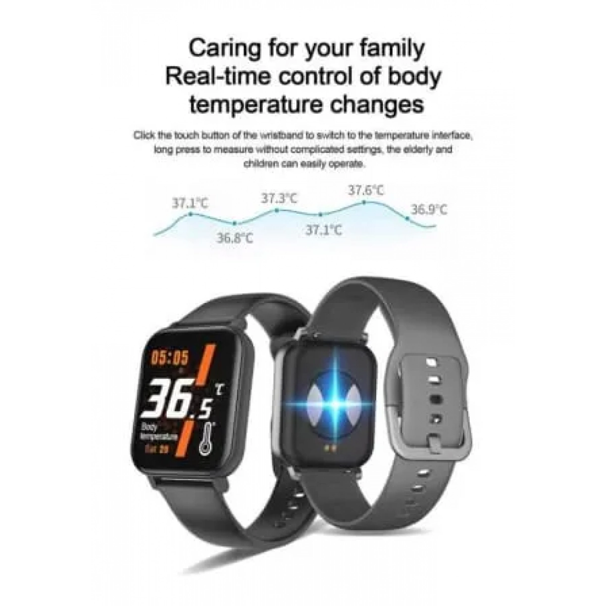 Smartwatch Fitness Tracker, Θερμοκρασία Σώματος, Παλμοί Καρδιάς, Υπενθυμίσεις Andowl Q-916