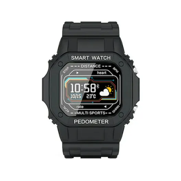 SQR I2 Smartwatch με Παλμογράφο (Μαύρο)