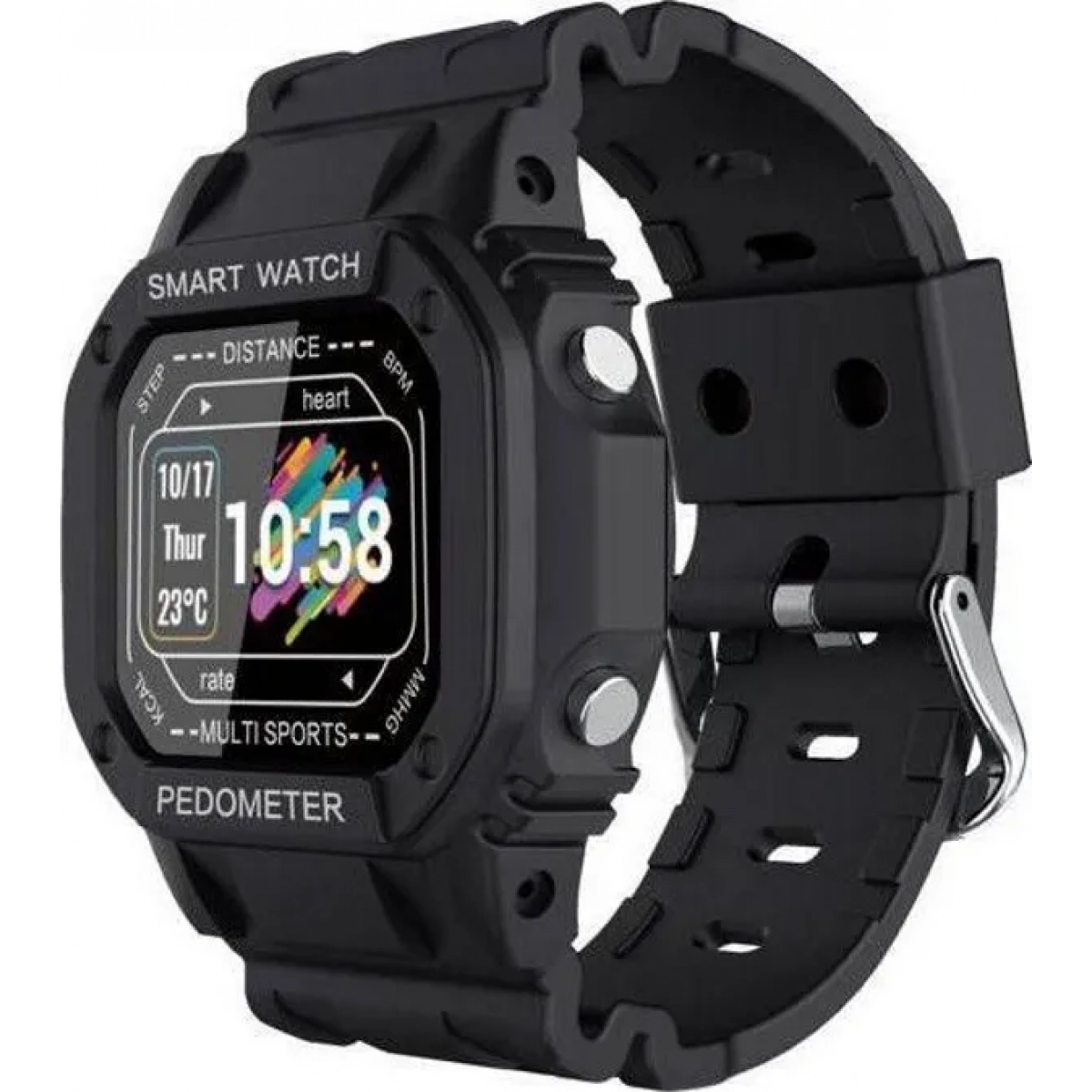SQR I2 Smartwatch με Παλμογράφο (Μαύρο) b