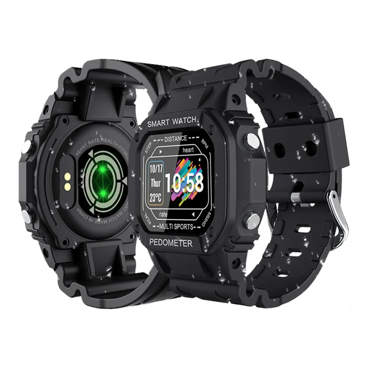 SQR I2 Smartwatch με Παλμογράφο (Μαύρο)