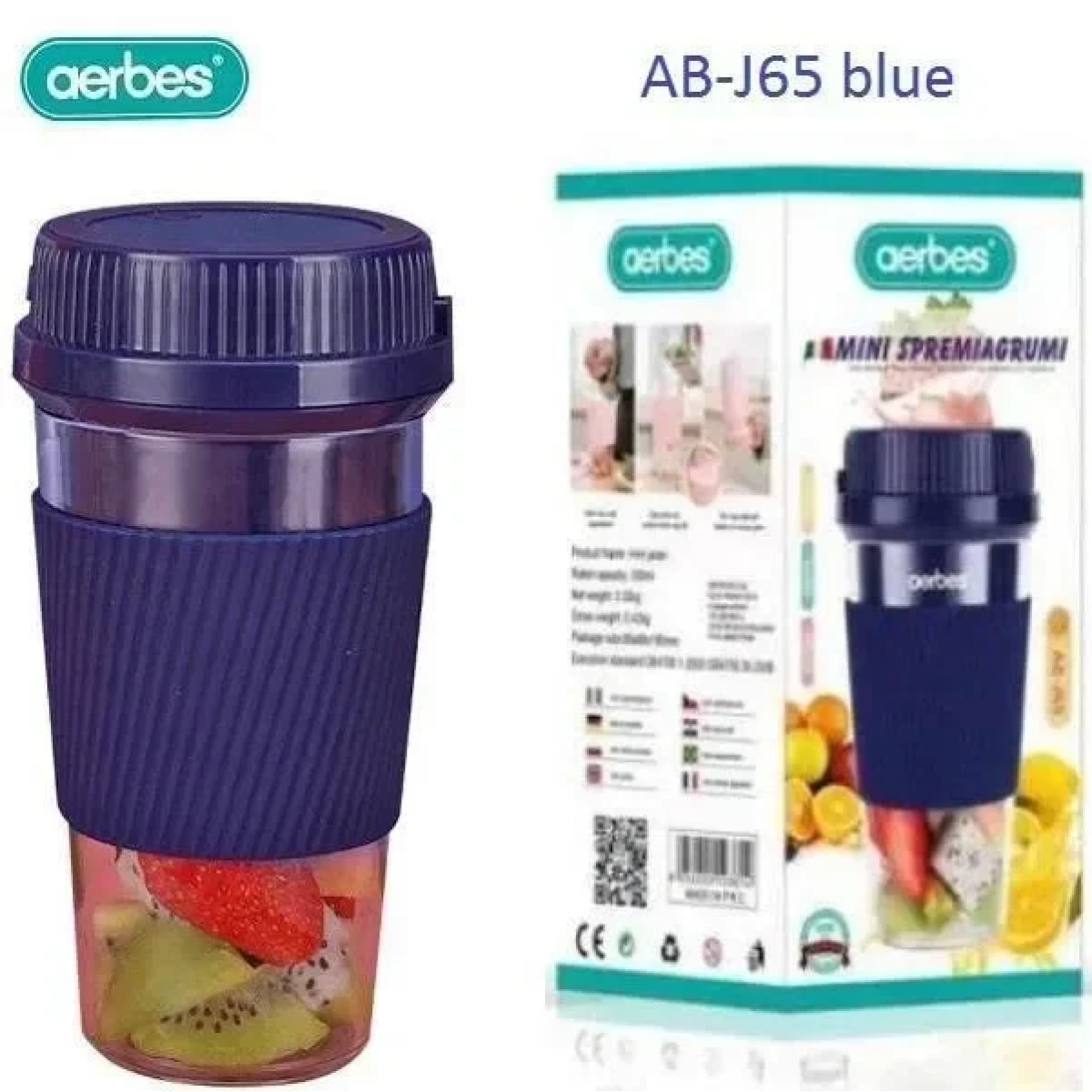 Aerbes AB-J65 Επαναφορτιζόμενο Μπλέντερ Μπλε 350 ml - Image 2