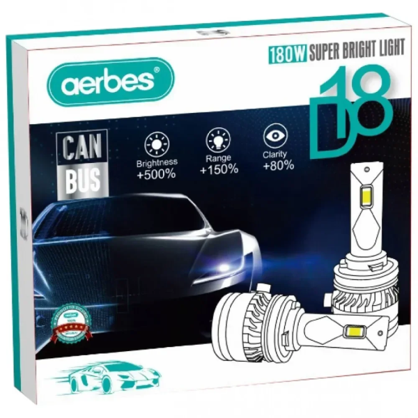 2x aerbes® Λαμπτήρες LED SMD Φώτα Πορείας H7 180W 6000K D18 20000Lm