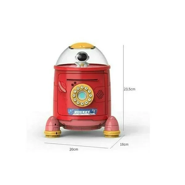 Κουμπαράς Πλαστικός Rocket Κόκκινο 20x18x23.5cm