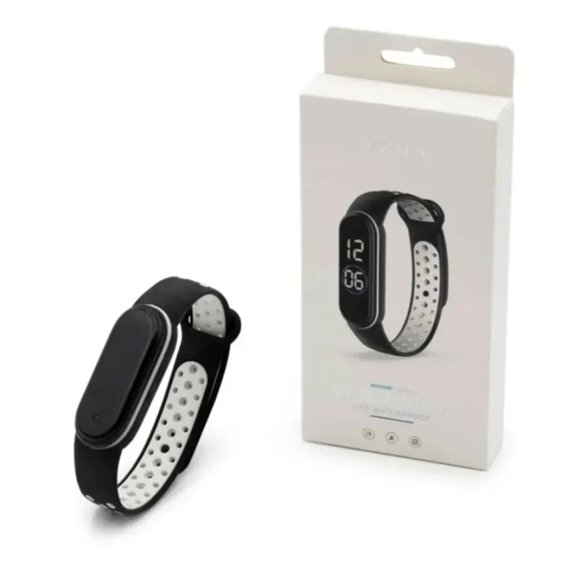 Ψηφιακό ρολόι (smart watch) με οθόνη αφής LED χρώματος μαύρο-λευκό Ezra SW45 - Image 4