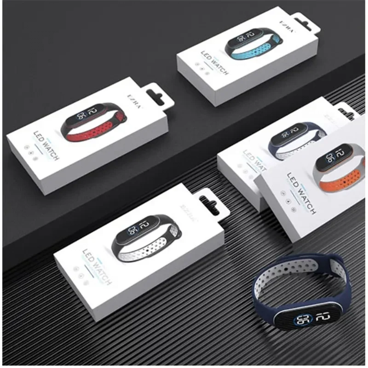 Ψηφιακό ρολόι (smart watch) με οθόνη αφής LED χρώματος μαύρο-λευκό Ezra SW45