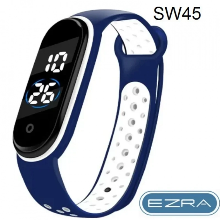 Ψηφιακό ρολόι (smart watch) με οθόνη αφής LED χρώματος μπλε-λευκό Ezra SW45