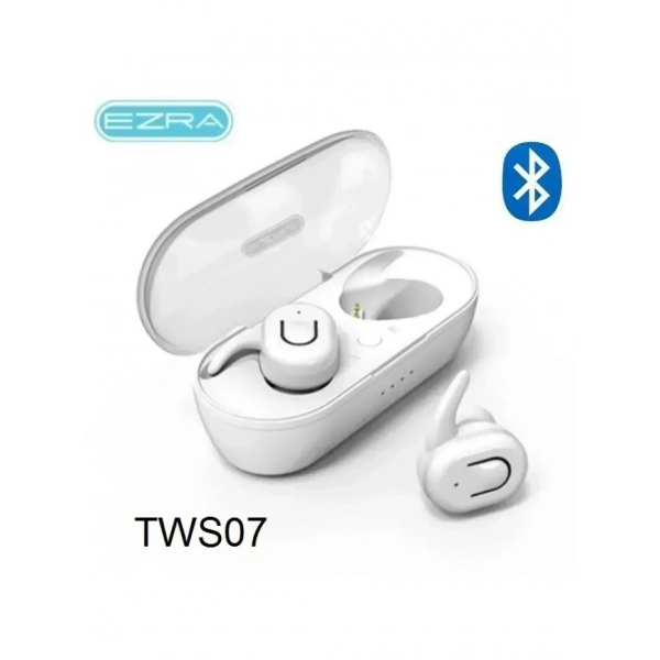 Ezra TWS07 In-ear Bluetooth Handsfree Ακουστικά με Θήκη Φόρτισης Λευκά