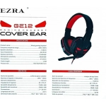 EZRA GE12 Gaming PC Headphones με 2,2μ καλώδιο Μαύρο/Κόκκινο - Image 3