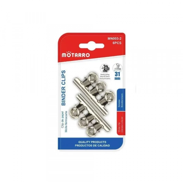 Motarro Μεταλλικά Κλιπς σε Ασημι Χρώμα 31mm, 6τμχ ΜΝ003-2