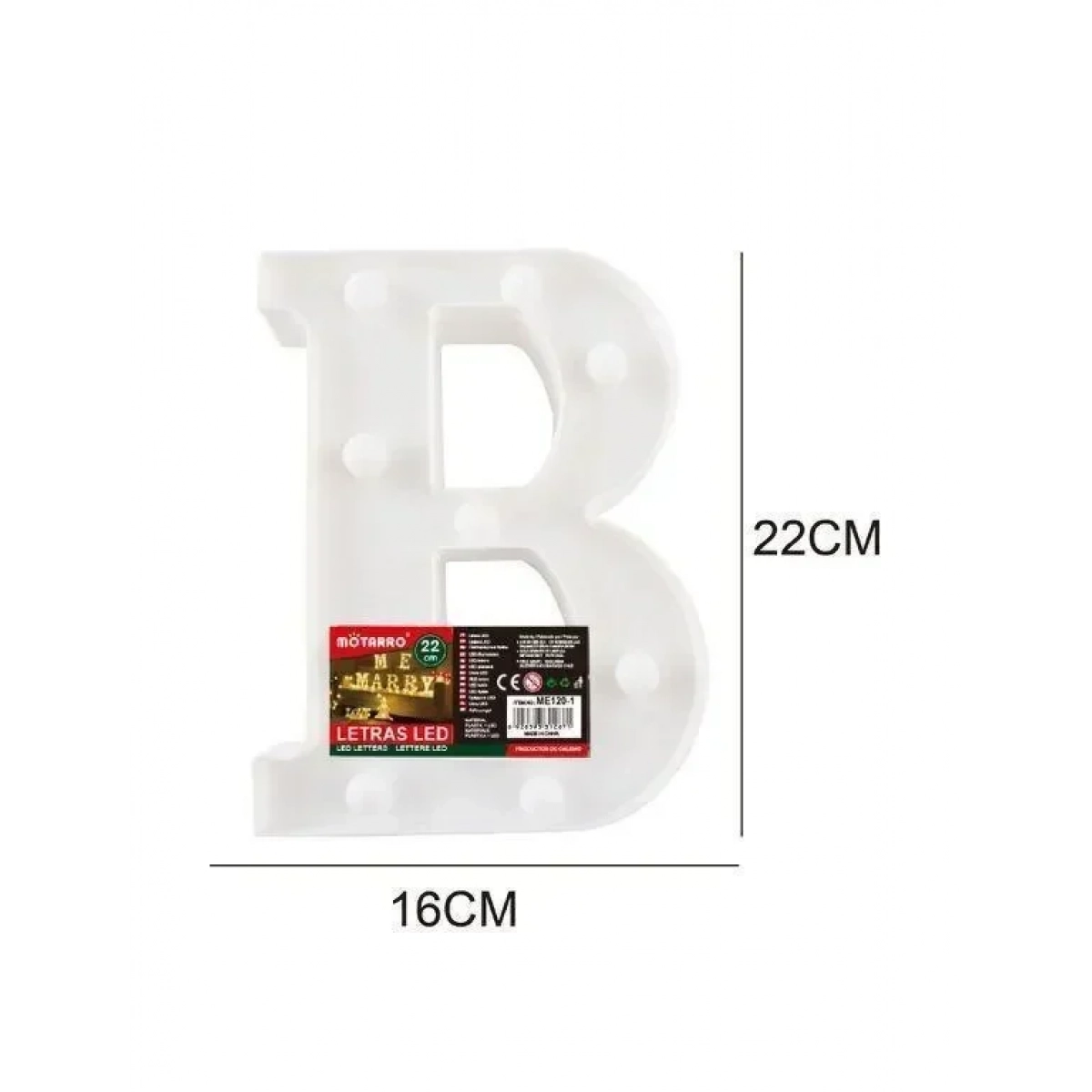 Motarro Διακοσμητικό Φωτιστικό LED 22cm Γράμμα B σε Λευκό Χρώμα - Image 2