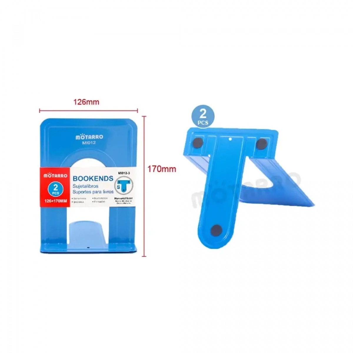 Βιβλιοστάτης Bookends από Μέταλλο Motarro Μπλε Χρώμα 170x126mm 2τμχ. MI012-3