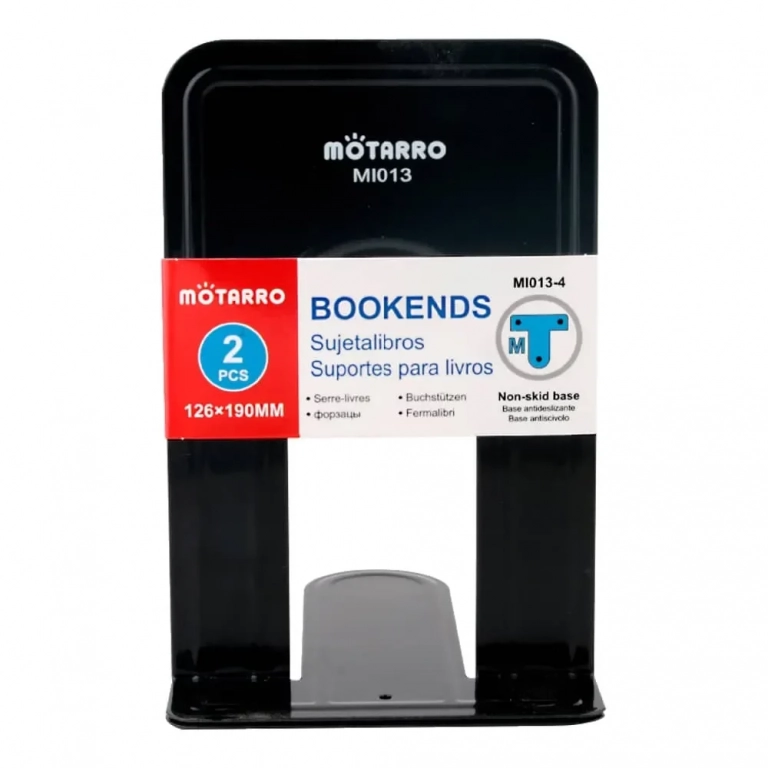 Βιβλιοστάτης Bookends από Μέταλλο Μαύρο Χρώμα 190x126mm Σετ 2 τμχ. Motarro MI013-4
