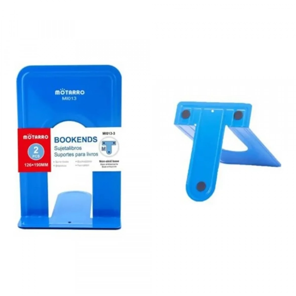 Βιβλιοστάτης Bookends από Μέταλλο Μπλε Χρώμα 190x126mm Σετ 2 τμχ. Motarro MI0143-3