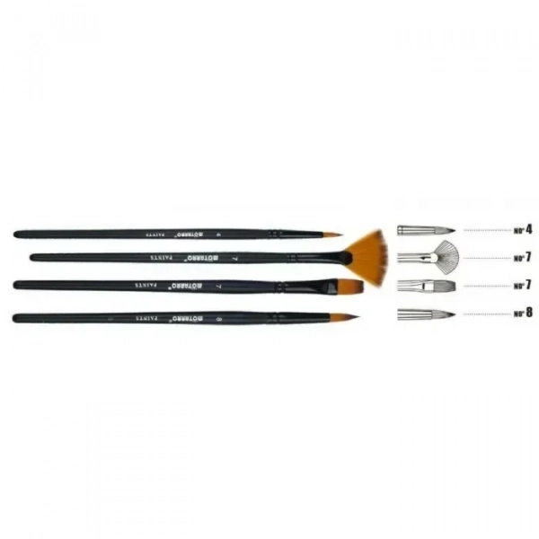 Motarro Σετ Πινέλα Ζωγραφικής No4 / No7 / No7 / No8 4τμχ MP101