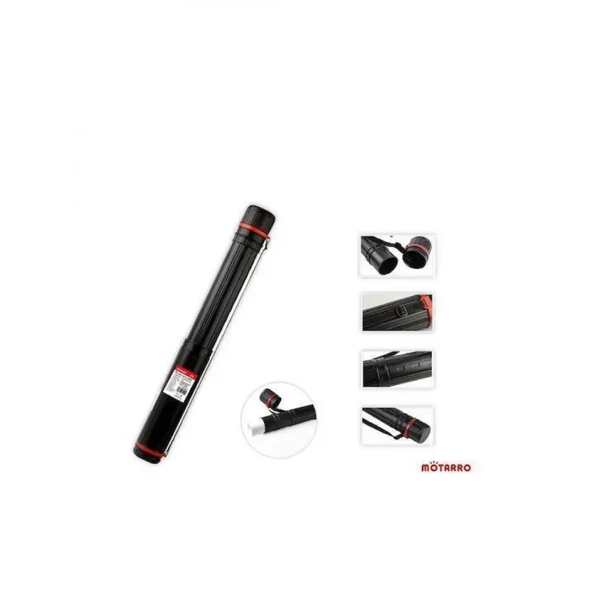 Motarro MP060-8 Πλαστικός Κύλινδρος Σχεδίου με Καπάκι και Ιμάντα Φ8x65-108cm Μαύρος - Image 2