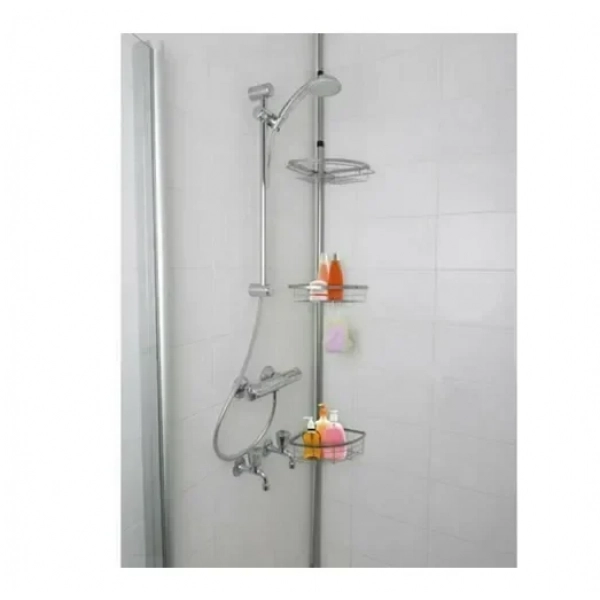 Bath & Shower Γωνιακό Τηλεσκοπικό Ράφι για το Μπάνιο με 3 ράφια με ρυθμιζόμενο ύψος έως 250cm, 02994 - Bath&Shower