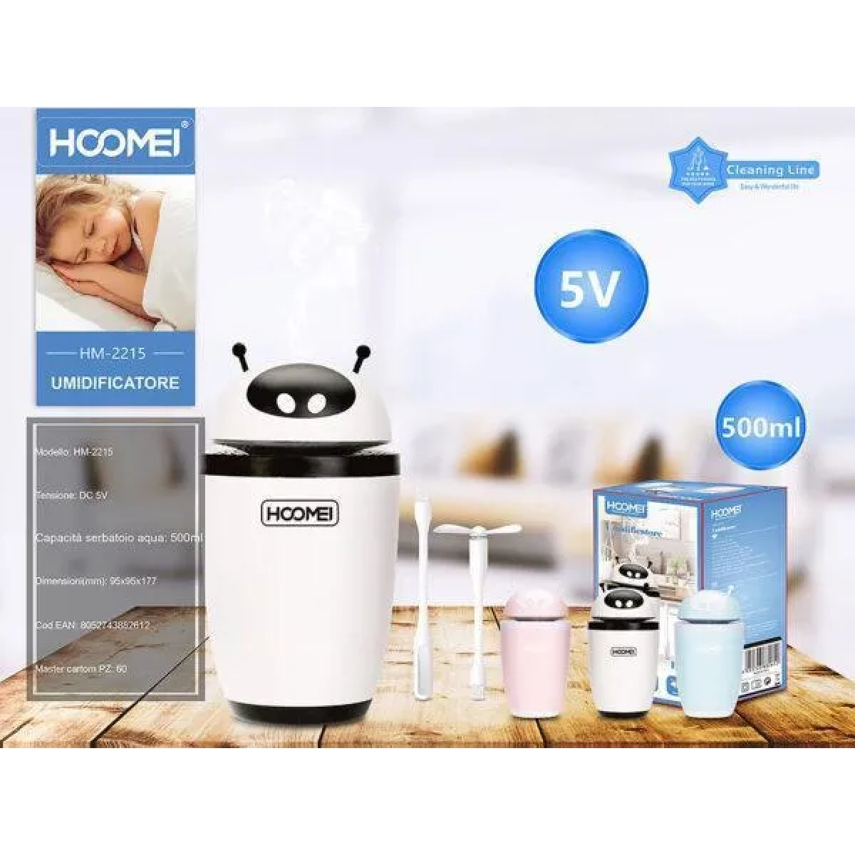 Υγραντήρας 5W 500ml Hoomei HM-2215 Λευκό