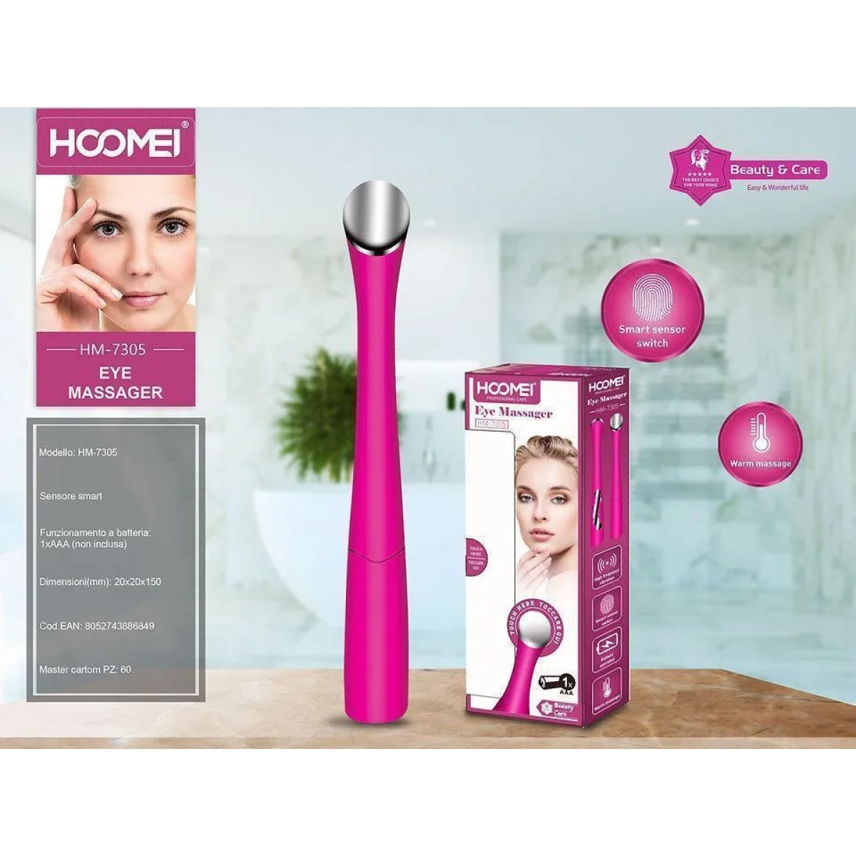 Συσκευή για Μασάζ ματιών Hoomei HM-7305 Φούξια
