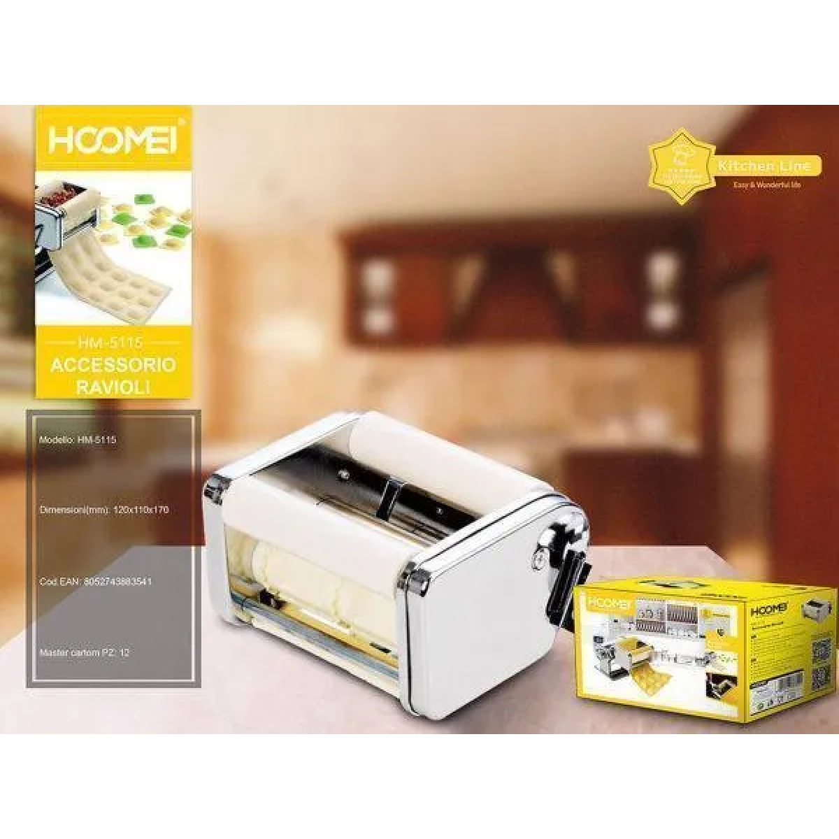 Μηχανή Φύλλου/Ζυμαρικών Χειροκίνητη Hoomei HM-5115 Inox