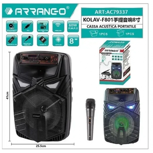 Ηχείο με λειτουργία Karaoke Arrango AC79337 σε Μαύρο Χρώμα