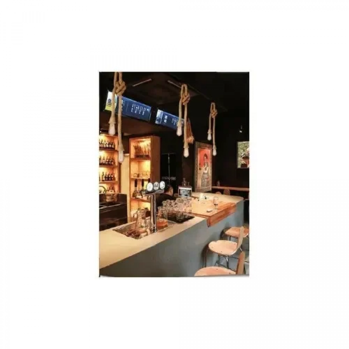 Universo Κρεμαστό Φωτιστικό Vintage Ανάρτηση με Σχοινί Μπεζ E27-M2