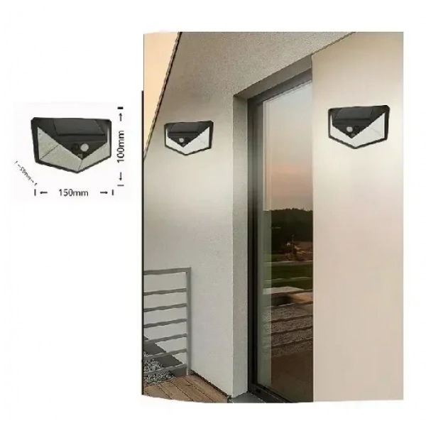 Επιτοίχιο φωτιστικό LED Solar Energy (110 LED / 0,2W) με ενσωματωμένο ηλιακό πάνελ και αισθητήρα κίνησης 6500K Universo SO-A4 Μαύρο