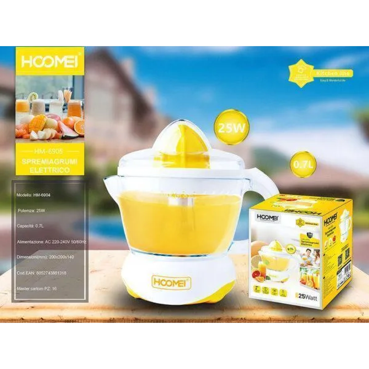 Ηλεκτρικός Στίφτης 25W με Χωρητικότητα 700ml Hoomei HM-6905 Πορτοκαλί a