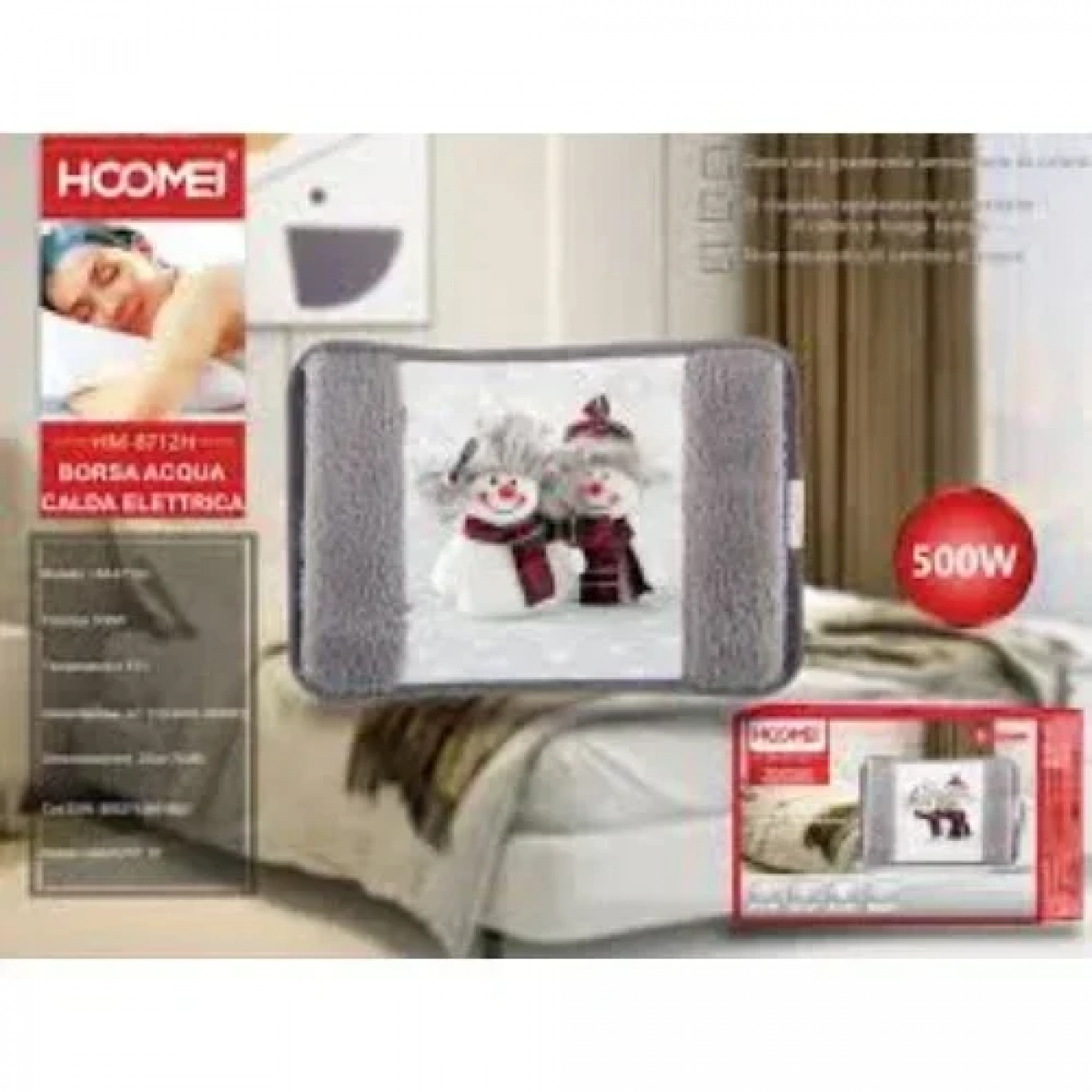 Ηλεκτρική Θερμοφόρα Γενικής Χρήσης 500W Hoomei HM-8712H Χιονάνθρωποι Γκρι