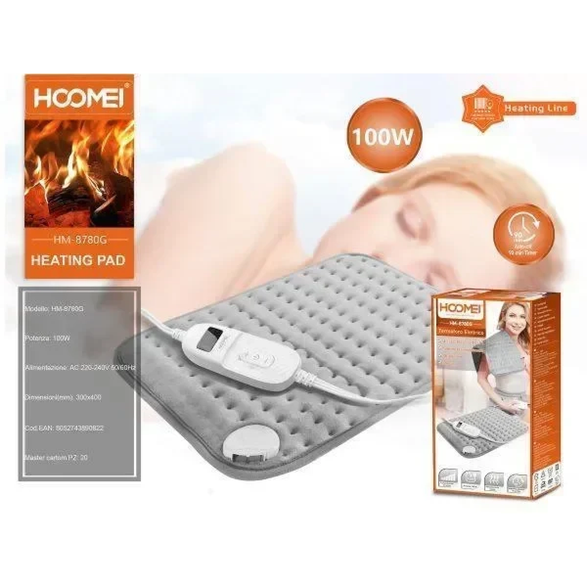 Ηλεκτρική Θερμοφόρα 100W για Πλάτη Hoomei – Γκρι HM-8780G - Image 2